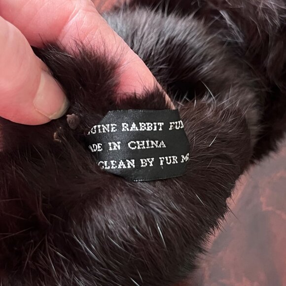 Genuine Rex Rabbit Fur Dark Brown Neck Warmer Scarf By Cejon Accessories‎ Inc. - Picture 8 of 10